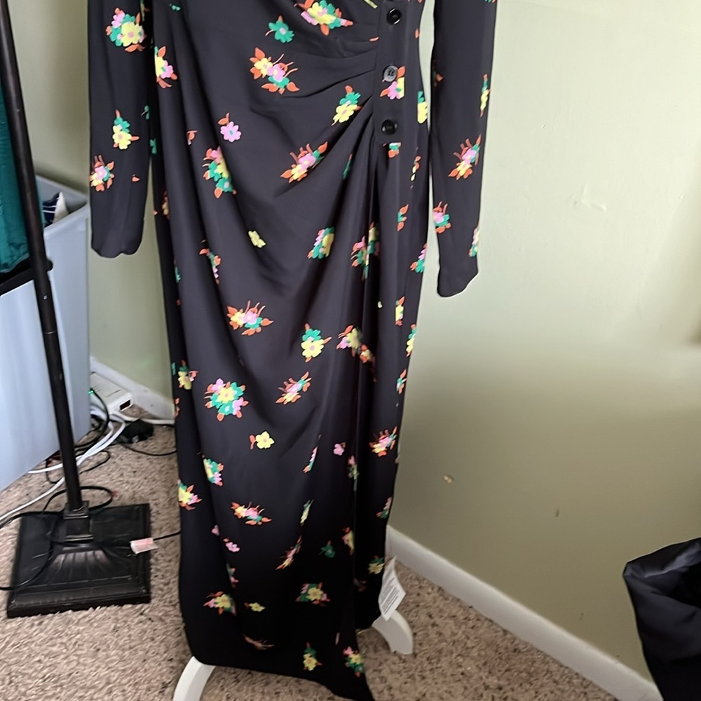 Asos Design Ruched Front Button Up Wrap Shirt Mid… - image 5